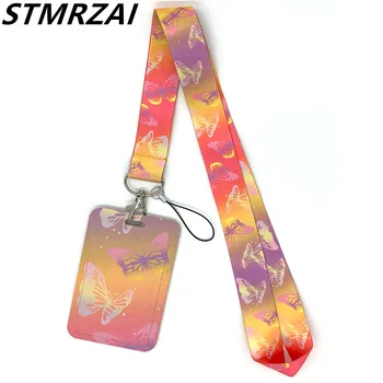 Красочные шейные ремешки для мобильного телефона в виде бабочки, брелок для ключей, ID-карта, держатель для бейджа, тесьма, ленты, ожерелья, аксессуары