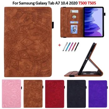 Чехол для Samsung Galaxy Tab A7 2020 10,4-дюймовый Кожаный бумажник с тиснением, планшет Funda для Galaxy Tab A7 2020, чехол SM-T500 T505 T507