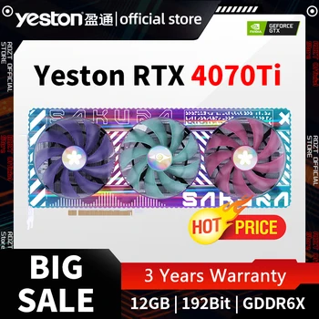 Игровая видеокарта Yeston RTX4070Ti - 12G D6X 12GB 192Bit GDDR6X RTX 4070Ti с графическим процессором 21 Гбит / с для воспроизведения видео видеокарта