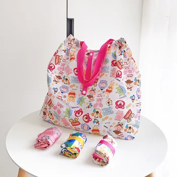 Ins Большая складная хозяйственная сумка через нейлоновое плечо, женские модные дорожные сумки с героями мультфильмов, портативная водонепроницаемая сумка в Японском Корейском стиле