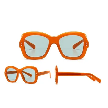 Оптовая Продажа Высококачественных Роскошных Винтажных солнцезащитных очков с большой оправой UV400 PC, черно-оранжевых прозрачных солнцезащитных очков, Женских и мужских Солнцезащитных очков