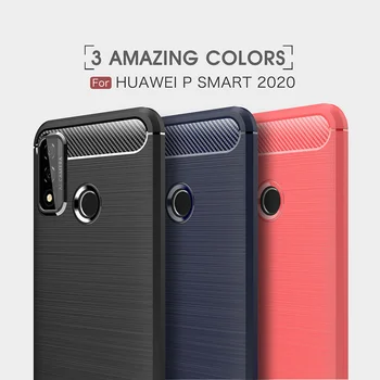 Мягкий чехол с полной защитой из углеродного волокна и силикона TPU для телефона Huawei P smart 2020 Case