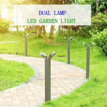 Двойная лампа мощностью 5 Вт 10 Вт, светодиодная дорожка, Наружный Водонепроницаемый Сад, парк, двор, Ландшафтный газон, светильник на столбе