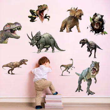Подарок мальчику, разнообразные наклейки с динозаврами на стену для гостиной, спальни, украшения детской комнаты, мир динозавров, сделай сам