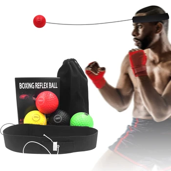 Боксерский рефлекторный мяч на шнурке, набор для повязки на голову, мячи для тренировки скорости боя, Agilit Reaction Balls, тренажеры для тренировки рук и глаз для детей и взрослых