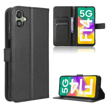 Для Samsung Galaxy F14 5G Роскошный флип-чехол с ромбовидным рисунком из искусственной кожи, чехол-подставка для Samsung F14 F 14, сумка для телефона