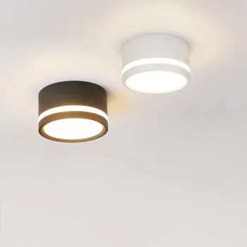 Lampa Sufitowa LED Montowana PowierzChniowa Lampa Reflektora Okrągłego Salonu AC220V Lampy Dekoracyjne Domowe 7W 10W Ciepła Biał