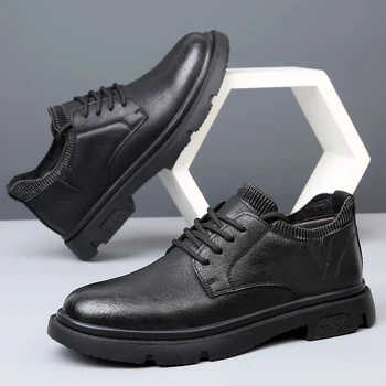 Мужские туфли-оксфорды, Модная черная повседневная обувь, роскошные мужские ботинки в британском стиле, уличная нескользящая рабочая обувь, дизайнерские лодочки для вечеринок
