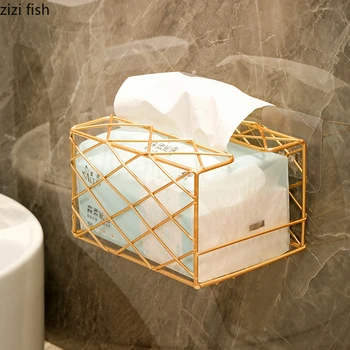 Металлический держатель для бумажных полотенец Коробка для туалетной бумаги Полки для ванной Комнаты Бытовые Прямоугольные держатели для салфеток Настенная коробка для салфеток в ванной
