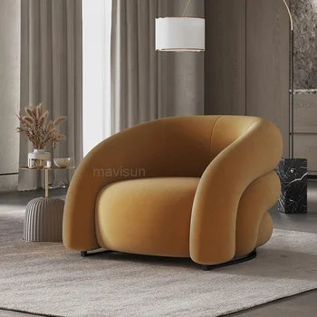 Повседневная гостиная из скандинавской ткани, Односпальный диван, кресла для чтения, минималистичный балкон середины века, кресло для отдыха, бытовая мебель