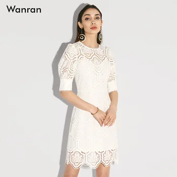 Темпераментное платье с белой кружевной юбкой с французской талией, Высококачественная женская одежда Slim Medium Лето 2023