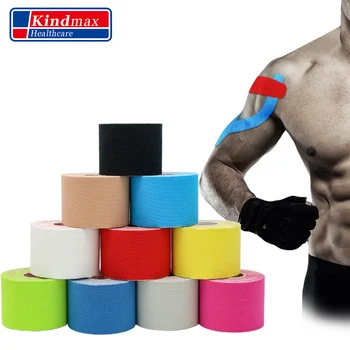 Kindmax 5 Размер, 100% хлопок, Эластичная Кинезиологическая лента, Спортивная физиотерапевтическая Восстанавливающая повязка для бега, защита мышц колена