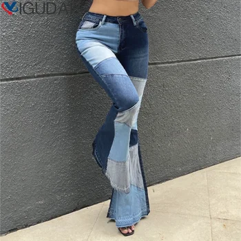 Расклешенные джинсы, расклешенные джинсы с низкой талией, свободные Удобные джинсы Для женщин, брюки 2023, модные эластичные джинсовые брюки-карго