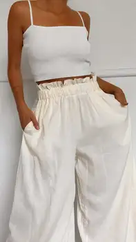 Jastie Однотонные женские брюки 2023, модные Эластичные Свободные женские брюки полной длины, повседневные женские брюки с высокой талией и широкими штанинами для женщин
