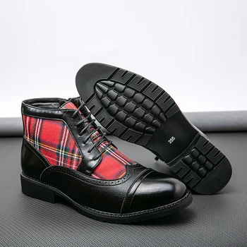 Зимние мужские ботинки 2022 года, ботильоны на молнии и шнуровке, элегантные деловые офисные модельные туфли, повседневные ботинки, мужская обувь