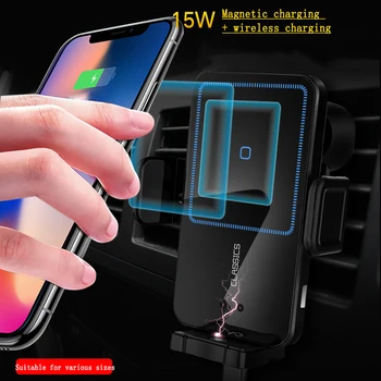 Автомобильное Крепление Магнитного Беспроводного Зарядного Устройства мощностью 15 Вт для iPhone 12 Air QI Pro Xs Max X Xr 8 Vent Автомобильный Держатель Телефона С Автоматическим Зажимом Сканирования