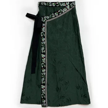 Винтажная юбка с вышивкой, платье трапециевидной формы на шнуровке в этническом стиле