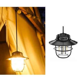 Портативные походные лампы, черные наружные подвесные светильники, перезаряжаемые походные фонари с крючком, пластиковый материал для наружного