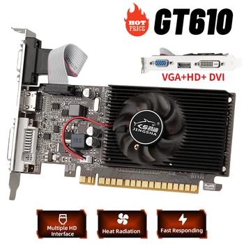 GT610 2/1 ГБ Графическая Видеокарта PCIE X16 2,0 Видеокарта NVIDIA DDR3 VGA HD DVI 64Bit 1800 МГц GT610 GPU для Настольного Компьютера