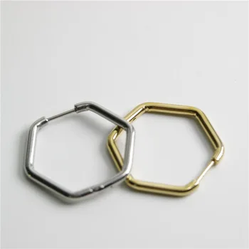 Личность титановая сталь шестиугольные геометрические большие серьги-кольца