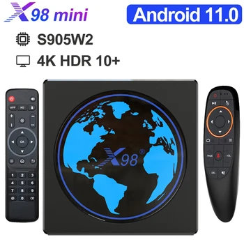 TV Box X98 Mini Android 11 Amlogic S905W2 4 ГБ 32 ГБ 64 ГБ H.265 AV1 4K HD 2,4 и 5G Двойной Wifi Смарт-медиаплеер телеприставка TVBOX