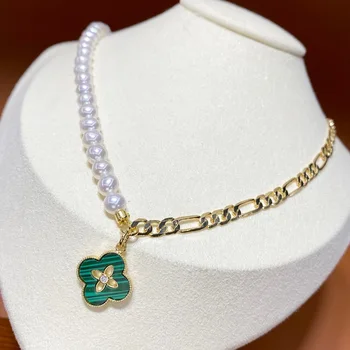 Цепочка для воротника, Милое крутое уличное модное ожерелье из натурального жемчуга