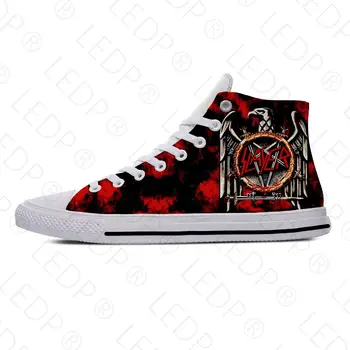 Slayer Heavy Metal Rock band Horror Модная повседневная тканевая обувь С высоким берцем Легкие Дышащие Мужские и женские кроссовки с 3D принтом