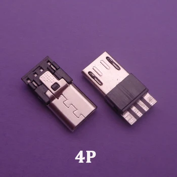 50 шт./лот, 4-контактный / 5-контактный Разъем Micro USB, штекер USB, штекерный разъем, разъем для Samsung Huawei, Разъем для подключения кабеля, Разъем для подключения кабеля для Samsung Huawei DIY