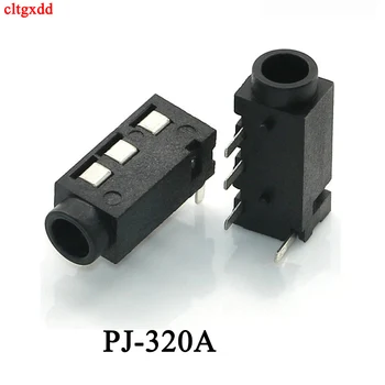 аудиоразъем 10шт 3,5 мм, гнездовой аудиоразъем, 4-контактный, разъем аудиовхода PJ-320A pj320a, аудиоразъем черного цвета