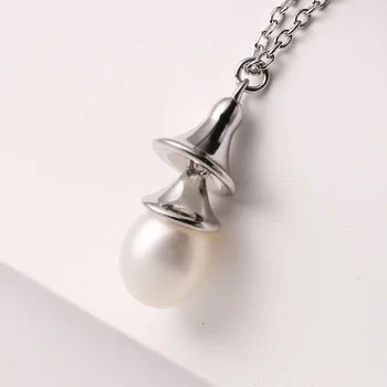 Ожерелье с жемчужным колокольчиком из стерлингового серебра 925 пробы изысканное ожерелье для женщин гипоаллергенные ювелирные изделия корейская мода простые ювелирные изделия