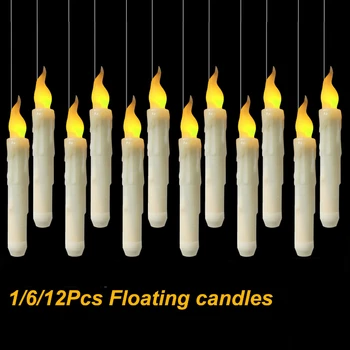 Плавающие светодиодные свечи с дистанционным управлением Ид Мубарак Ведьма Хэллоуин Украшение для вечеринок День рождения Свадьба Домашняя спальня
