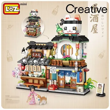 Строительные блоки LOZ, Японская архитектура, Вид на улицу, Lzakaya, Водный Дом, Мини-головоломка, Детские игрушки, Подарок на День рождения для мальчика и девочки