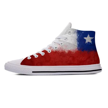 Флаг Чили Патриотическая гордость Чили, Модная Забавная Повседневная Тканевая обувь С высоким берцем, Легкие Дышащие Мужские и женские кроссовки с 3D принтом