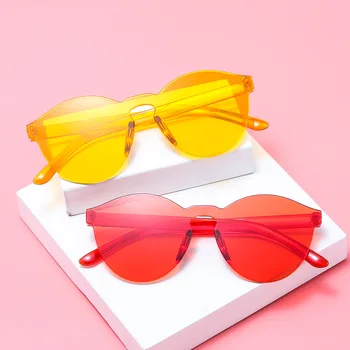 Модные солнцезащитные очки FOENIXSONG UV400 Прозрачные солнцезащитные очки БЕЗ оправы, прозрачные синие серые Розовые Фиолетовые винтажные очки без оправы 2023 года выпуска
