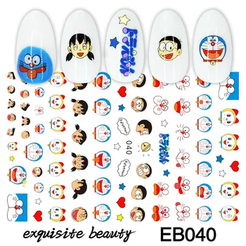 Наклейки для ногтей в стиле аниме Doraemon, креативные наклейки для ногтей, сине-желтый нейл-арт, Прозрачный нейл-арт, Самоклеящиеся принадлежности для ногтей