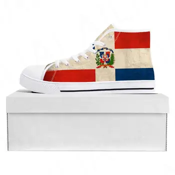 Флаг Доминиканской Республики Высокие Высококачественные Кроссовки Мужские Женские Подростковые Парусиновые Кроссовки Повседневная Обувь для пары Обувь на заказ