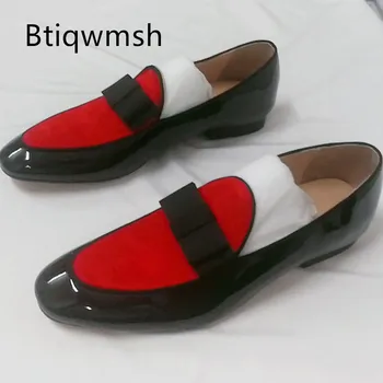 Роскошные мужские туфли с бантиком-бабочкой, красные замшевые туфли на плоской подошве из натуральной кожи, модные мужские лоферы под платье
