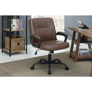 Офисный стул с мягкой обивкой Relax, 1 шт., кресло с регулируемой спинкой коричневого цвета, комфортное кресло из коричневой ткани [США