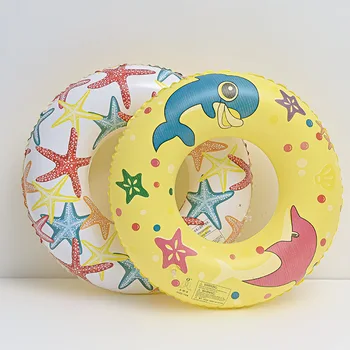 Мультяшное Кольцо для плавания, детское Надувное Кольцо для плавания с мультяшной печатью из ПВХ, Аксессуары для плавания, Случайный цвет, Кольцо для плавания для взрослых