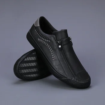 Новинка 2023 года, весенняя повседневная обувь из белой кожи, мужская дизайнерская обувь на молнии с принтом Falt, легкая модная удобная обувь для мужчин
