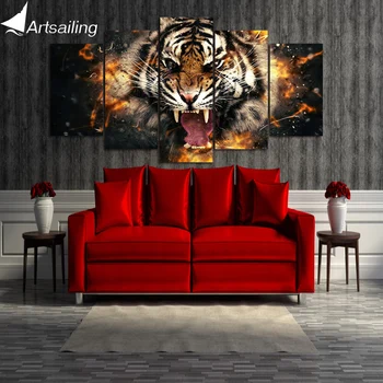 Холст с абстрактным животным и тигром с HD-принтом, декор комнаты, печать плаката, настенное искусство, холст, печать Бесплатная доставка/ny-6325