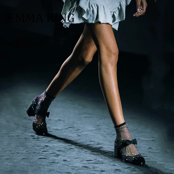 Женские Ботильоны с украшением в виде кристаллов, Элегантные Ботинки С круглым носком, Сетчатые Эластичные Ботинки-носочки Со Стразами, Шикарное Банкетное Платье, Обувь Для Вечеринок Botas De Mujer 41