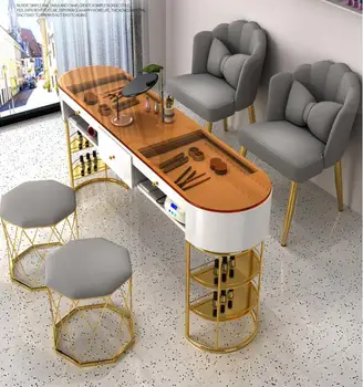 Маникюрный стол и набор стульев Экономичный стеклянный маникюрный стол для одного и двух человек