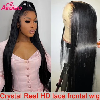 Бразильские прямые парики из человеческих волос, Женские кружевные фронтальные 13x4 HD Прозрачный кристалл, 13x6 Кружевные Передние волосы Remy, парик с естественной линией роста волос.