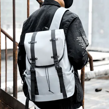 Мужской рюкзак для ноутбука, модная персонализированная водонепроницаемая школьная подростковая легкая сумка на шнурке для путешествий на открытом воздухе
