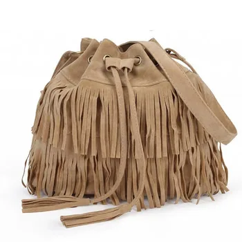 CYY Женская винтажная сумка с кисточками, сумка-ведро, сумка через плечо, городская плюшевая сумка на шнурке, матовая холщовая сумка через плечо