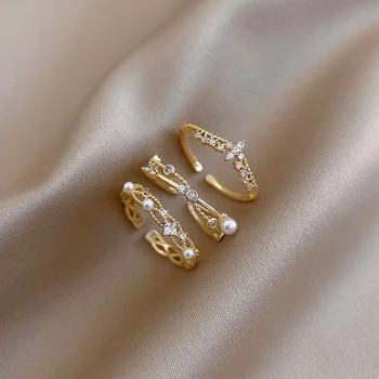Роскошные открывающие кольца с циркониевой короной для женщин золотого цвета, готические студенческие украшения для пальцев, свадьба, помолвка, подарок девушке