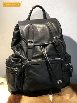 Новый рюкзак из натуральной кожи, женская повседневная дорожная сумка на шнурке, модная сумка для ноутбука, рюкзаки для школьников в стиле унисекс для пары
