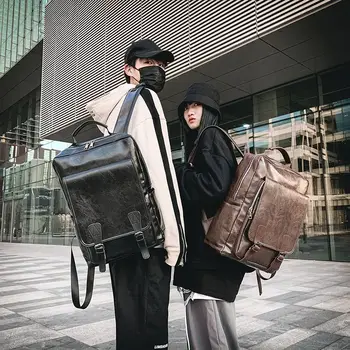Ретро школьный рюкзак для студенток, модный рюкзак из мягкой кожи, брендовый рюкзак Tidal Wave большой емкости, мужская сумка