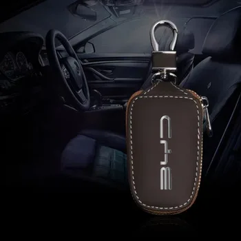 Кожаный чехол для ключей от автомобиля Складной Брелок на молнии с дистанционным управлением для BYD F3 S6 F0 Tang I3 S7 G3 Защитная крышка корпуса Автоаксессуара